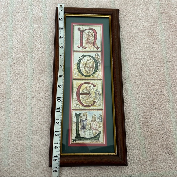 NOEL Art Print Christmas Decor Nativity & Angel in BROWN & GOLD FRAME - Picture 5 of 12